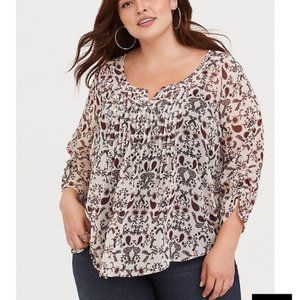 TORRID Paisley Chiffon Pintuck Blouse Size 2X